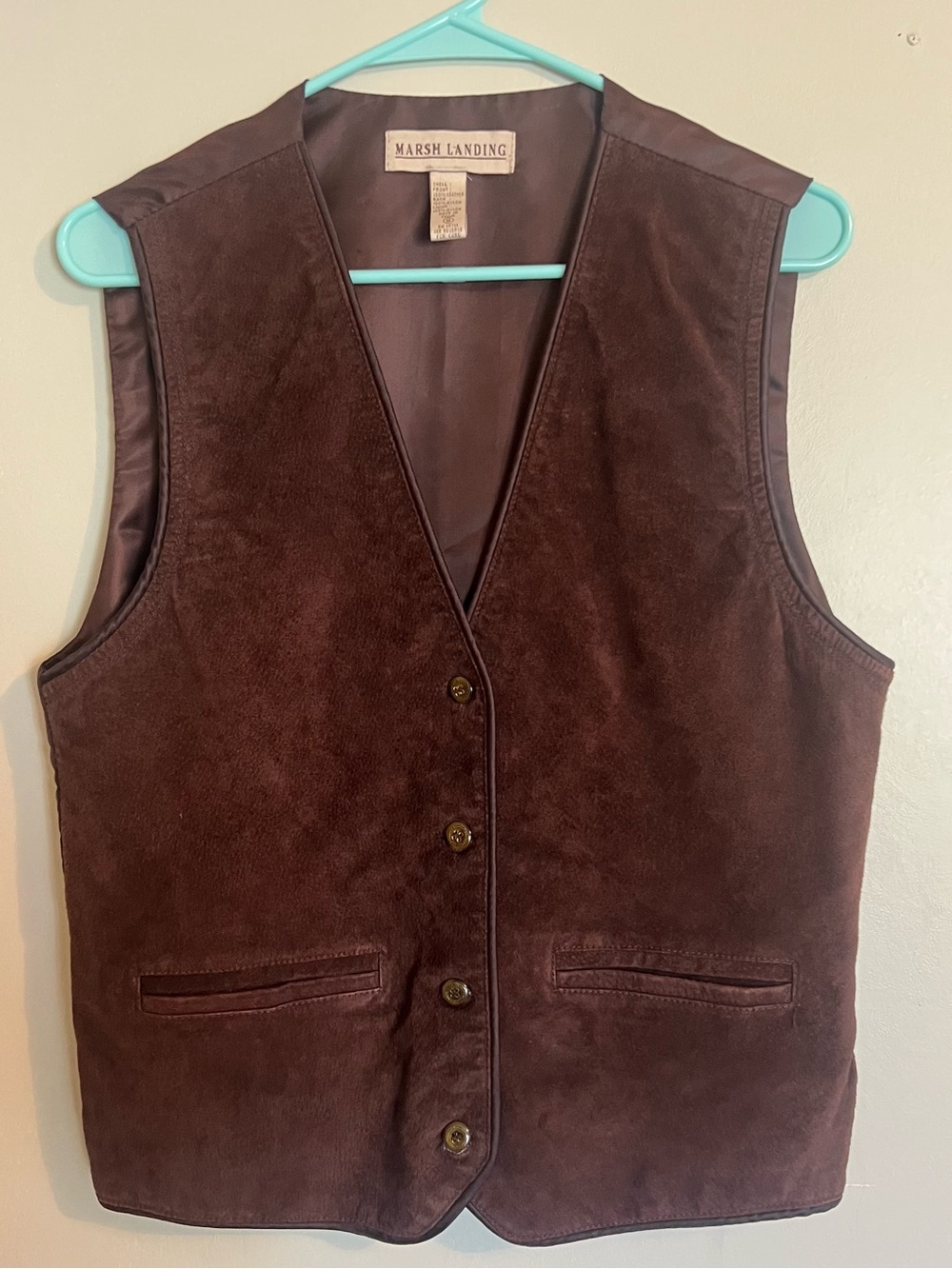 Marsh Landing Men's Dark Brown Suede Vest Genuine Leather
